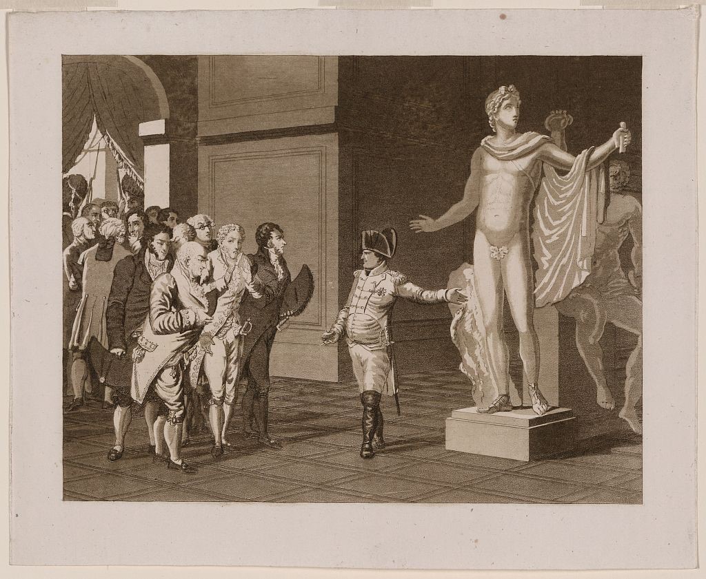 Napoleon Bonaparte förevisar Apollo Belvedere i Paris 1797